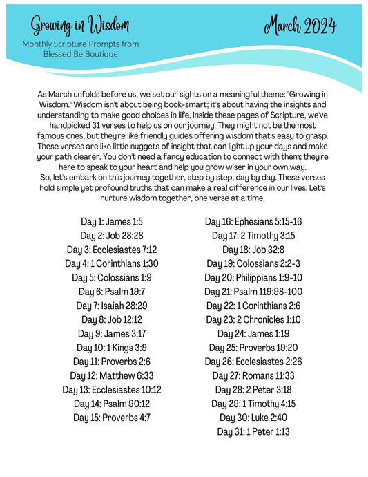 2024 March Scripture Journaling Prompts Digital Download - Blessed Be Boutique